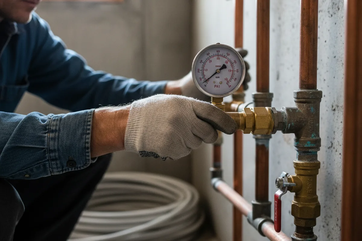 Pressure testing a repaired line during Water Line Repair in Tacoma